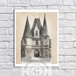 French Chateau Fairytale Decor Unframed Architecture Sepia Art Print - thumbnail 2