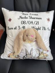 Personalised Bunny Pocket Pillow With Toy, New Baby Gift, Easter - thumbnail 1