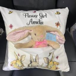 Personalised Bunny Pocket Pillow With Toy, New Baby Gift, Easter - thumbnail 2