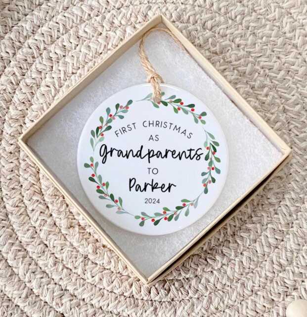 Personalised First Christmas As Grandparents Bauble - Grandparent Gifts Nanny Grandad Gift Ornament - image 1