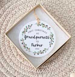 Personalised First Christmas As Grandparents Bauble - Grandparent Gifts Nanny Grandad Gift Ornament - thumbnail 1