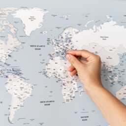 Small Push Pin World Map Canvas, Framed Places You've Been Board, Pinnable Mini Travel Tracker To Mark Countries Visited, Gift For Rvers - thumbnail 2