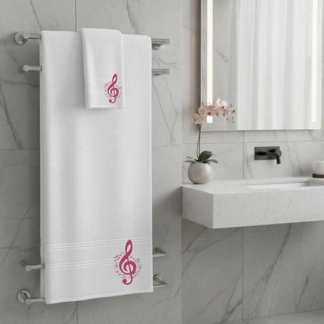 Music Note Embroidered Facecloths, Hand Towels, Bath Towels & Sheets - Comes With A Gift Bag - image 1