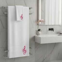 Music Note Embroidered Facecloths, Hand Towels, Bath Towels & Sheets - Comes With A Gift Bag