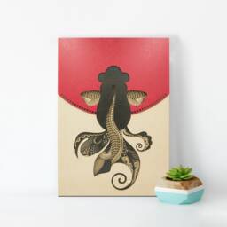 Goldfish Figurative Art, Minimalist Style Layered Wood Wall Hanging, Handcrafted Sculpture, Modern Home Decor