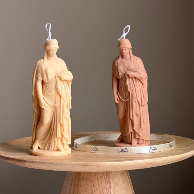 Zenobia Goddess Soy Candle Greek Statue, Coffee Table Decor - image 1