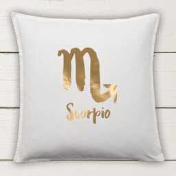 Scorpio Cushion Cover Cotton Pillow With Metallic Vinyl Zodiac Symbol Decor - thumbnail 2
