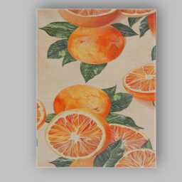 Vintage Orange Citrus Slice Repeat Pattern Canvas Wall Art Print Decor Picture Ready To Hang
