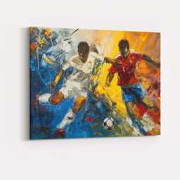 Energetic Football Match Abstract Sports Action Painting Canvas Wall Art Print Decor Picture Ready To Hang - thumbnail 4