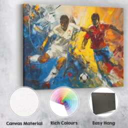 Energetic Football Match Abstract Sports Action Painting Canvas Wall Art Print Decor Picture Ready To Hang - thumbnail 2