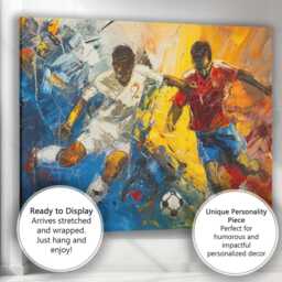 Energetic Football Match Abstract Sports Action Painting Canvas Wall Art Print Decor Picture Ready To Hang - thumbnail 3