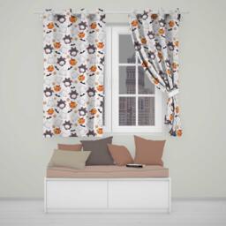 Cute Kawaii Halloween Ghost Bat Candy Pumpkin Seamless Pattern Cream Background Readymade Eyelet Ring Top Thermal 100% Blackout Curtains - thumbnail 1