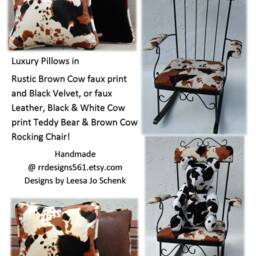 Child's Rocking Chair, Black Wrought Iron, Cow Print Upholstery, Rustic Ranch D??cor - thumbnail 4