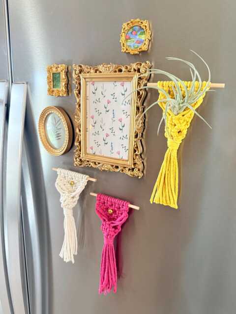 Macrame Air Plant Magnet - Braided Hanger Display Holder Decor Spring Boho Kitchen Mother's Day Gift - image 1