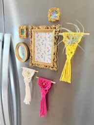 Macrame Air Plant Magnet - Braided Hanger Display Holder Decor Spring Boho Kitchen Mother's Day Gift - thumbnail 1