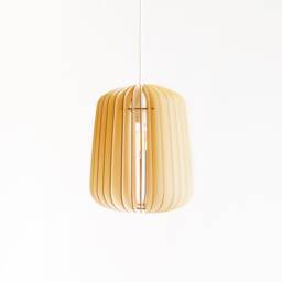 "Scandinavian-style Wooden & Cardboard Pendant Lamp With Minimalist, Eco-Friendly, Cocoon-Like Design, Made From Recycled Materials, Kido ""Acacia" - thumbnail 2