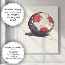 Vintage Red White Football Graphic Illustration Canvas Wall Art Print Decor Picture Ready To Hang - thumbnail 3