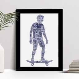 Personalised Male Skater Word Art Print, Skateboarding Gift, Custom Wall Framed Picture, Present For Men, Boys Nl - thumbnail 2
