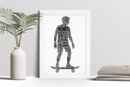 Personalised Male Skater Word Art Print, Skateboarding Gift, Custom Wall Framed Picture, Present For Men, Boys Nl - thumbnail 1