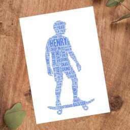 Personalised Male Skater Word Art Print, Skateboarding Gift, Custom Wall Framed Picture, Present For Men, Boys Nl - thumbnail 3