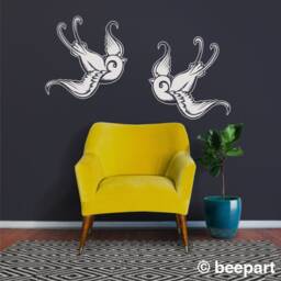 Tattoo Style Love Birds Vinyl Wall Decals