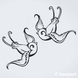 Tattoo Style Love Birds Vinyl Wall Decals - thumbnail 3