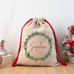 Merry Christmas Santa Sack, Kids Present Gift Bag, Personalized Bag, Santa Stocking Drawstring Bag, Christmas Sack, First