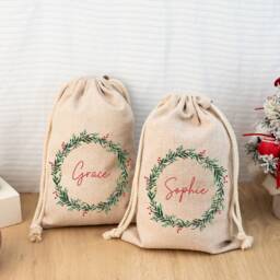 Merry Christmas Santa Sack, Kids Present Gift Bag, Personalized Bag, Santa Stocking Drawstring Bag, Christmas Sack, First - thumbnail 3