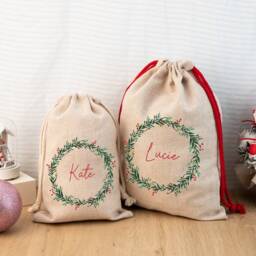 Merry Christmas Santa Sack, Kids Present Gift Bag, Personalized Bag, Santa Stocking Drawstring Bag, Christmas Sack, First - thumbnail 2