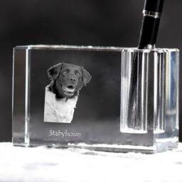 stabyhoun , Crystal Pen Holder With Dog, Souvenir, Decoration, Limited Edition, Collection - thumbnail 2