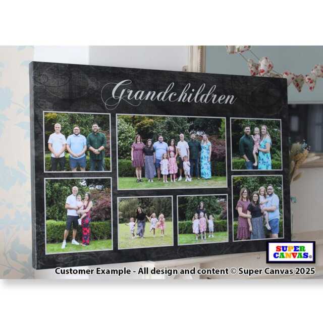 Grandchildren Personalised Grandparents 7 Picture Photo Collage Framed Canvas Print Mum Dad Parents Grandad Nana Christmas Birthday Gift - image 1