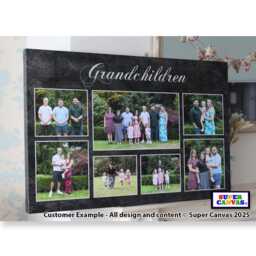 Grandchildren Personalised Grandparents 7 Picture Photo Collage Framed Canvas Print Mum Dad Parents Grandad Nana Christmas Birthday Gift - thumbnail 1