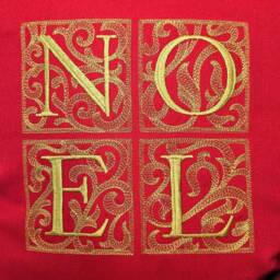 Embroidered Christmas Cushion Cover Gold Linen-Look Festive Pillow - 16x16 - thumbnail 2