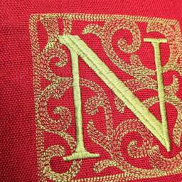 Embroidered Christmas Cushion Cover Gold Linen-Look Festive Pillow - 16x16 - thumbnail 3