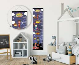 Personalised Height/ Growth Chart - Superhero Theme Beautiful Nursery & Bedroom Wall Decor Printed On A Luxury Fabric Ideal Keepsake - thumbnail 1