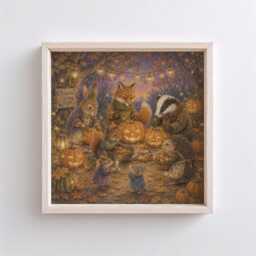 Nursery Print, Forest Friends Wall Art, Woodland Storybook Scene, Animal Decor - thumbnail 1