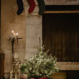 Linen Christmas Tree Skirt in Forest Green. Decoration - thumbnail 2