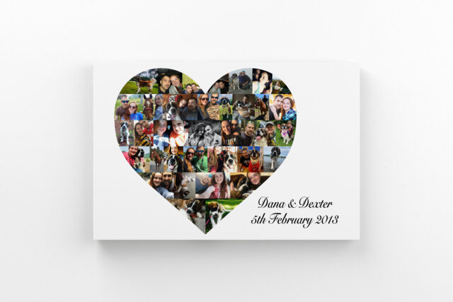 Custom Heart Photo Collage Canvas Print, Anniversary Gift, Valentine's Gift - image 1