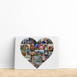 Custom Heart Photo Collage Canvas Print, Anniversary Gift, Valentine's Gift - thumbnail 2