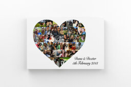 Custom Heart Photo Collage Canvas Print, Anniversary Gift, Valentine's Gift - thumbnail 1