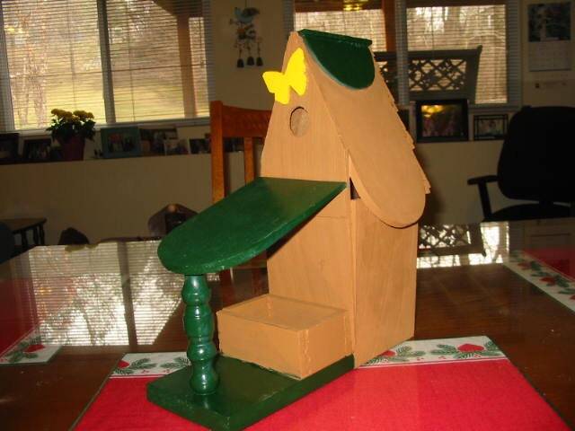 Rustic A-Frame Birdhouse, Sealed Cedar, Bird Feeder Under Porch, Butterfly Decor, Green Roof - image 1