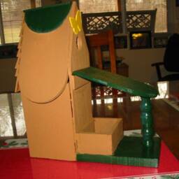 Rustic A-Frame Birdhouse, Sealed Cedar, Bird Feeder Under Porch, Butterfly Decor, Green Roof - thumbnail 3
