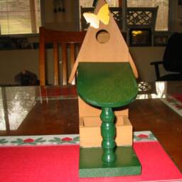 Rustic A-Frame Birdhouse, Sealed Cedar, Bird Feeder Under Porch, Butterfly Decor, Green Roof - thumbnail 2