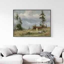 Mountain Meadow Poster, Pine Landscape Print, Nature Wall Art, Paper - thumbnail 2