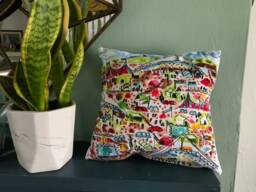 Glastonbury Print Velvet Cushion Cover Funky Abstract Art Gift - thumbnail 1