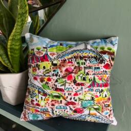 Glastonbury Print Velvet Cushion Cover Funky Abstract Art Gift - thumbnail 2