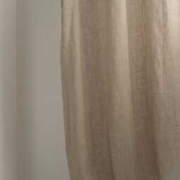 Tie Top Natural Linen Curtain Panel, Sheer Boho Style - thumbnail 3