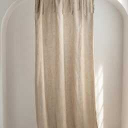 Tie Top Natural Linen Curtain Panel, Sheer Boho Style - thumbnail 2