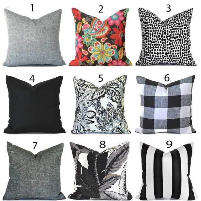 Outdoor Pillow Cover With Zippers, Easy To Use & Washable, Sades Of Black & Gray - image 1