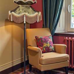 Dark Bronze Paisley Print Fabric Lampshade Handmade in The UK For Table & Floor Standard Lamp Shades, Ceiling Lights - thumbnail 2